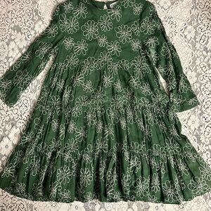 Zara Kids Green Dress with White Floral Design